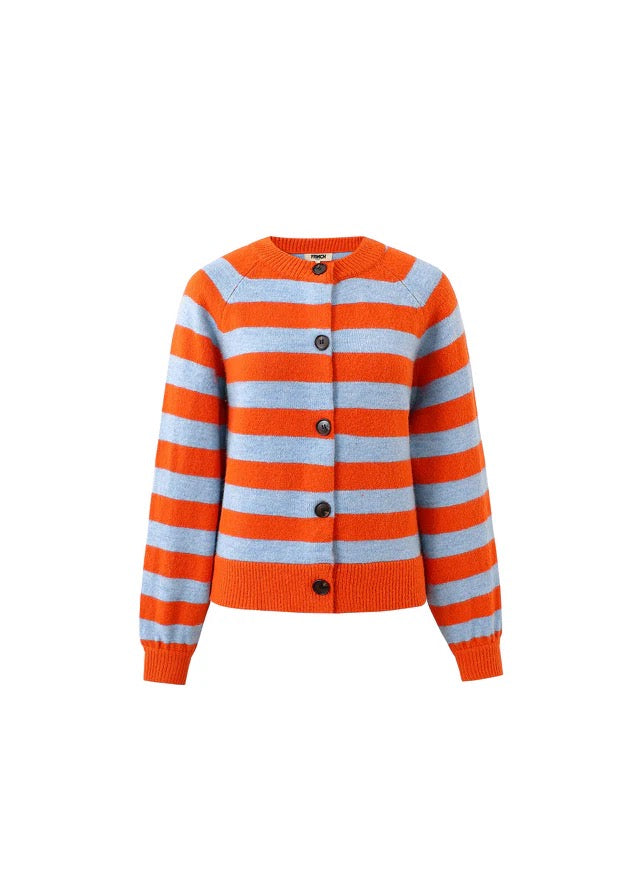 FRNCH STRIPE CARDIGAN ROUGE