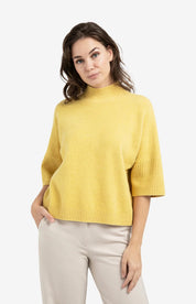 YAYA RIB MOCK NECK MOSS GREEN MELANGE