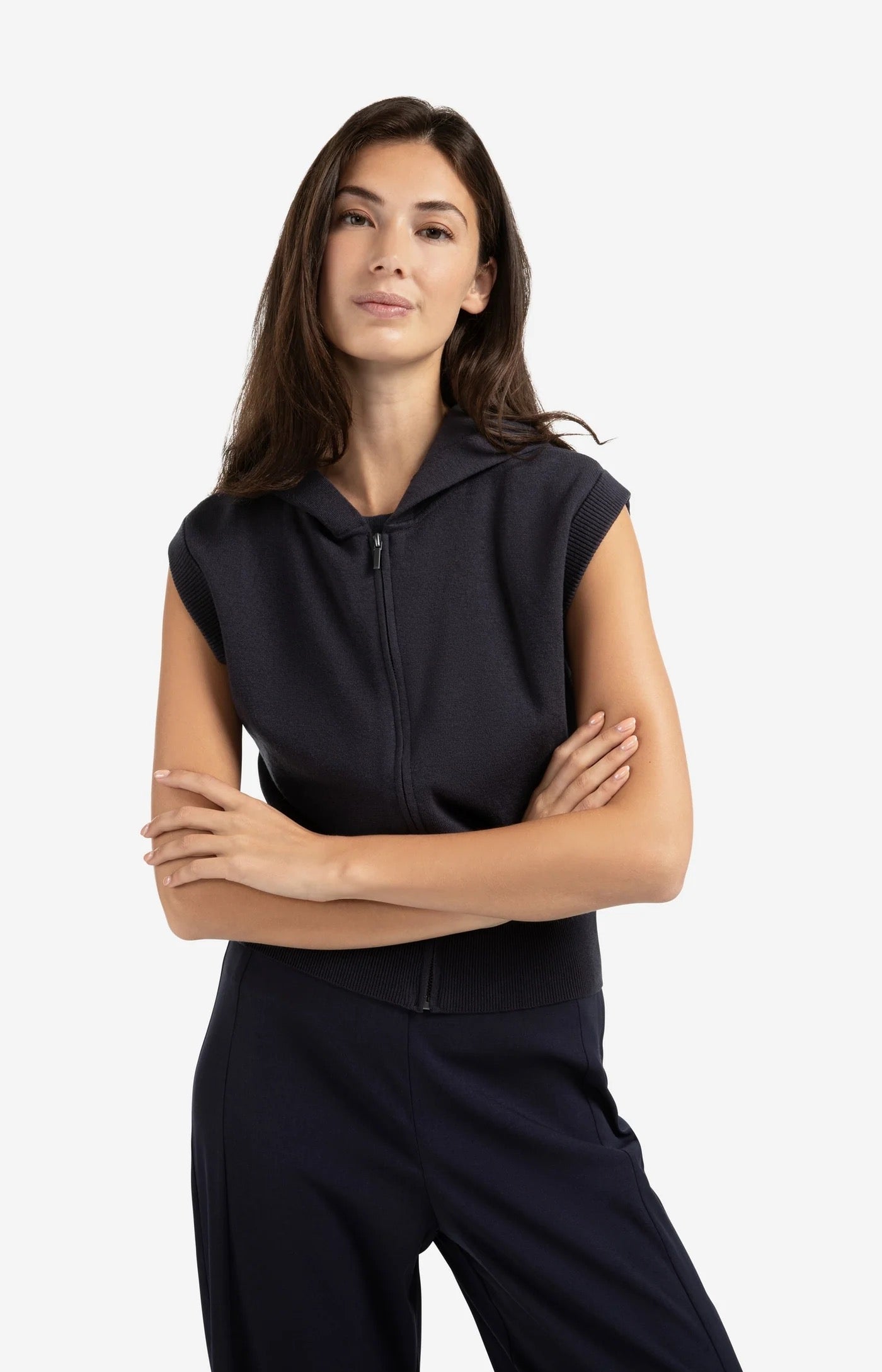 YAYA KNITTED HOODY INKWELL BLUE
