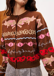FRNCH PRINT CARDIGAN MARRON GLACE