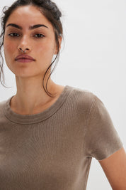 FREE PEOPLE  ATLAS CREW TEE DUSTED COCOA