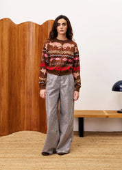 FRNCH PRINT CARDIGAN MARRON GLACE