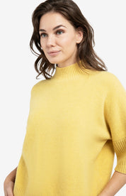 YAYA RIB MOCK NECK MOSS GREEN MELANGE