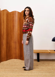 FRNCH PRINT CARDIGAN MARRON GLACE