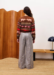 FRNCH PRINT CARDIGAN MARRON GLACE