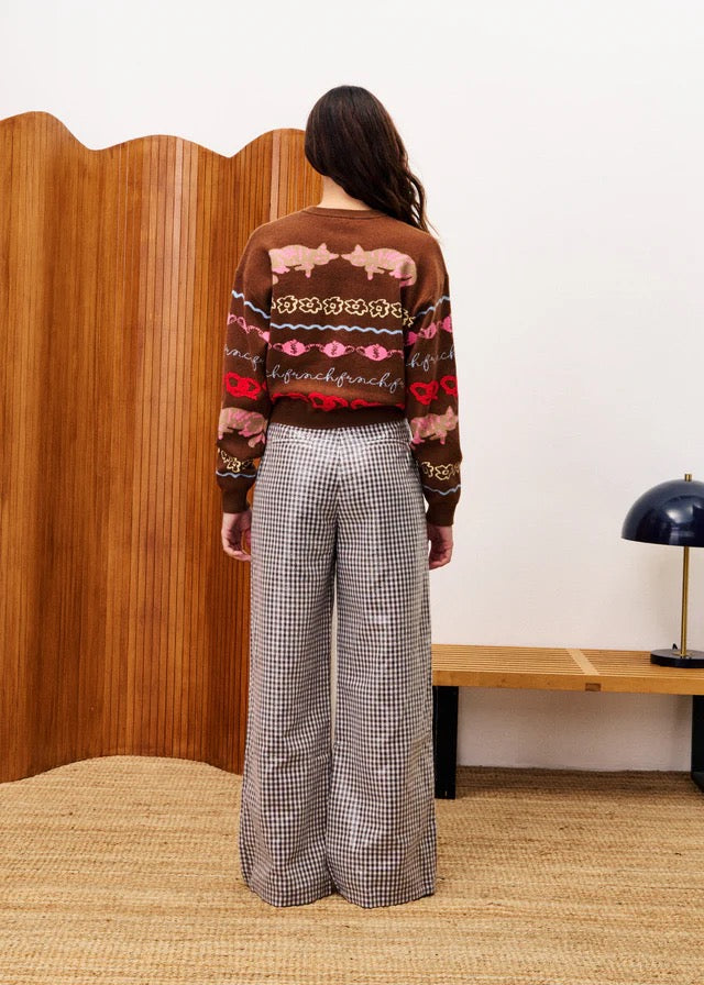 FRNCH PRINT CARDIGAN MARRON GLACE