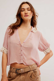 FREE PEOPLE  MY LOVE BLOUSE MAUVE