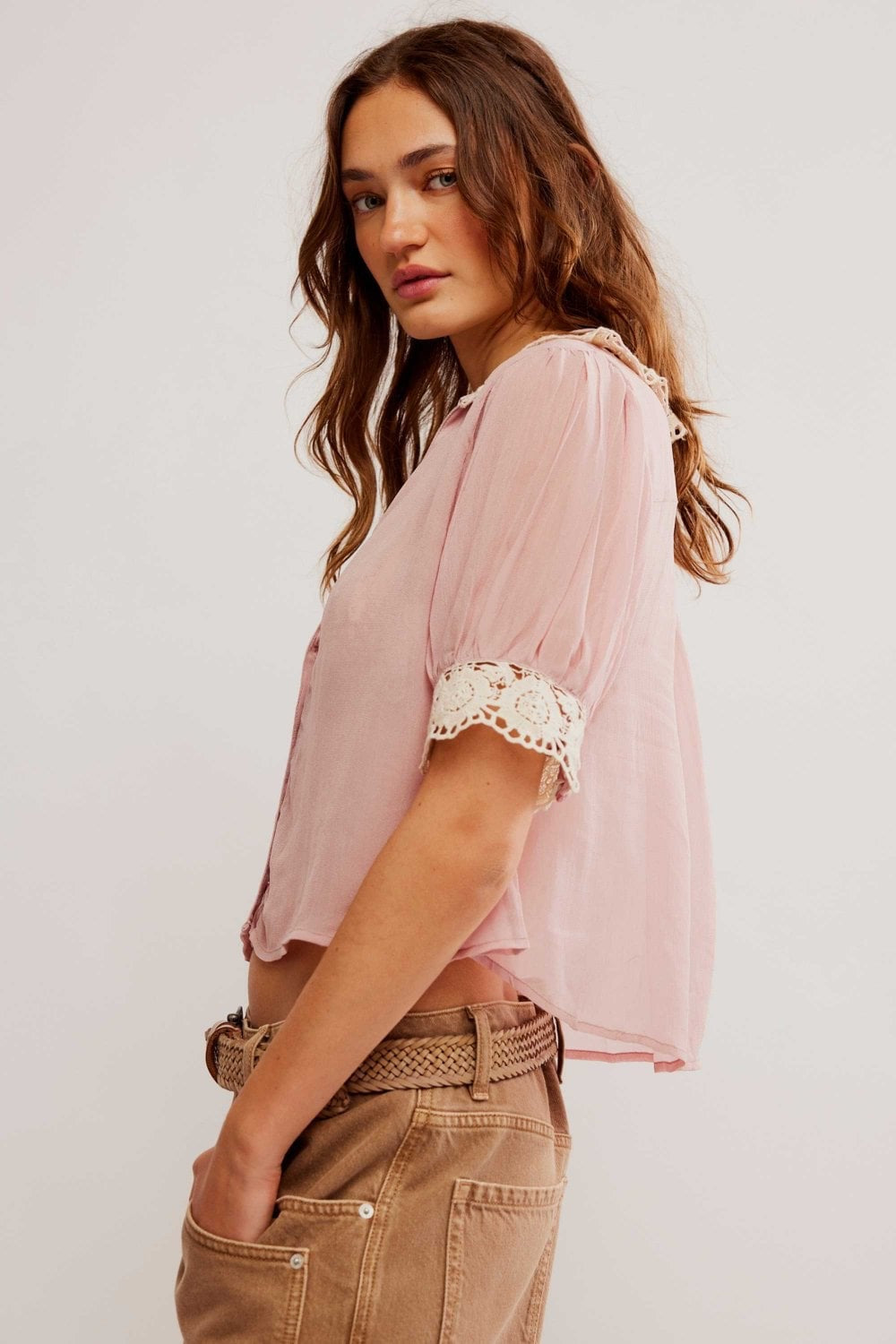 FREE PEOPLE  MY LOVE BLOUSE MAUVE