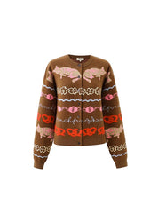 FRNCH PRINT CARDIGAN MARRON GLACE