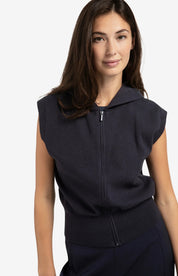 YAYA KNITTED HOODY INKWELL BLUE