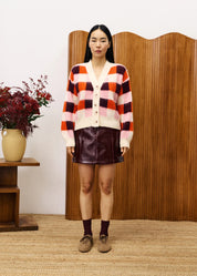 FRNCH CHECK CARDIGAN ROSE