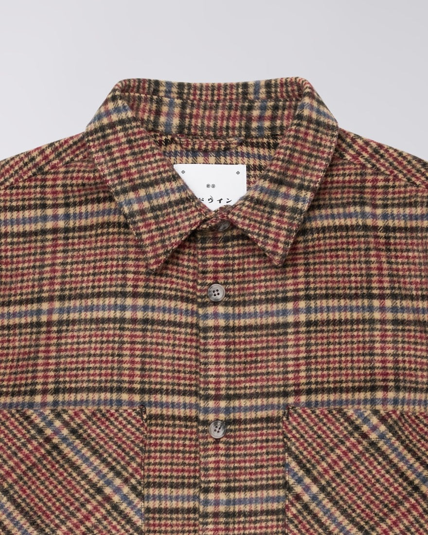 EDWIN JULIUS BURGUNDY CHECK OVERSHIRT