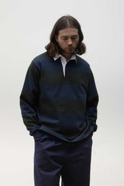 OPENSIDER  CLASSIC RUGBY BLUE/GREEN WIDE STRIPE