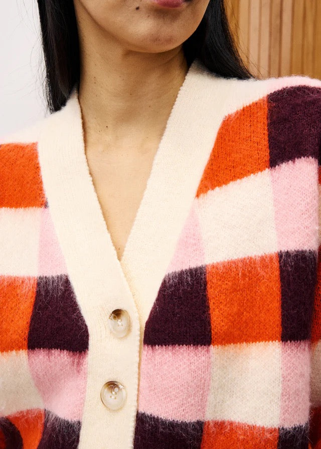 FRNCH CHECK CARDIGAN ROSE