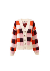 FRNCH CHECK CARDIGAN ROSE