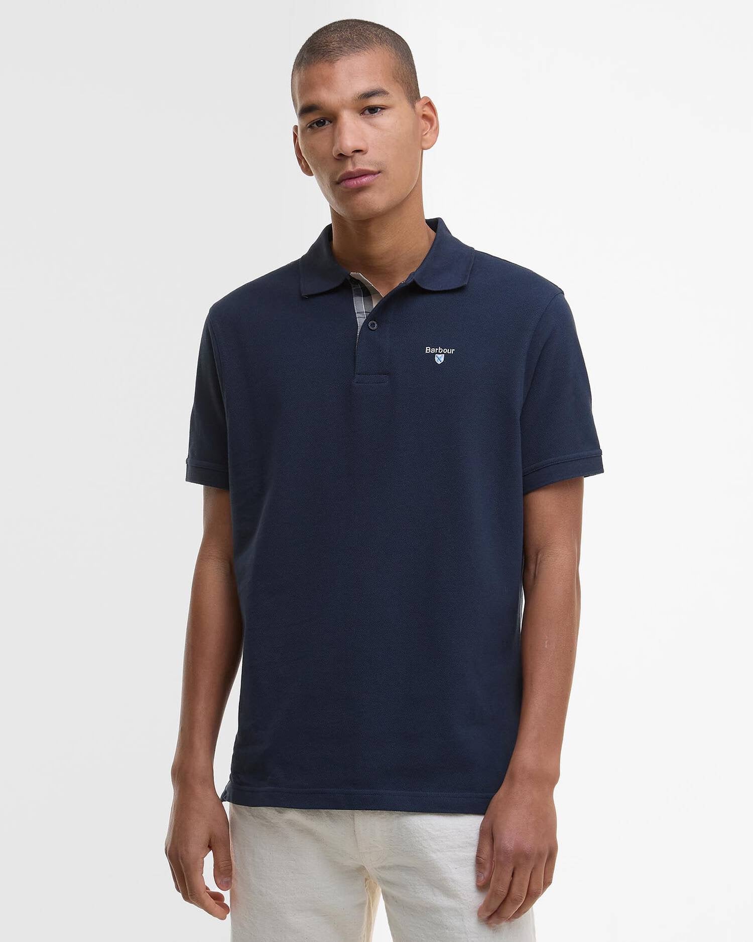 BARBOUR TARTAN PIQUE POLO NEW NAVY