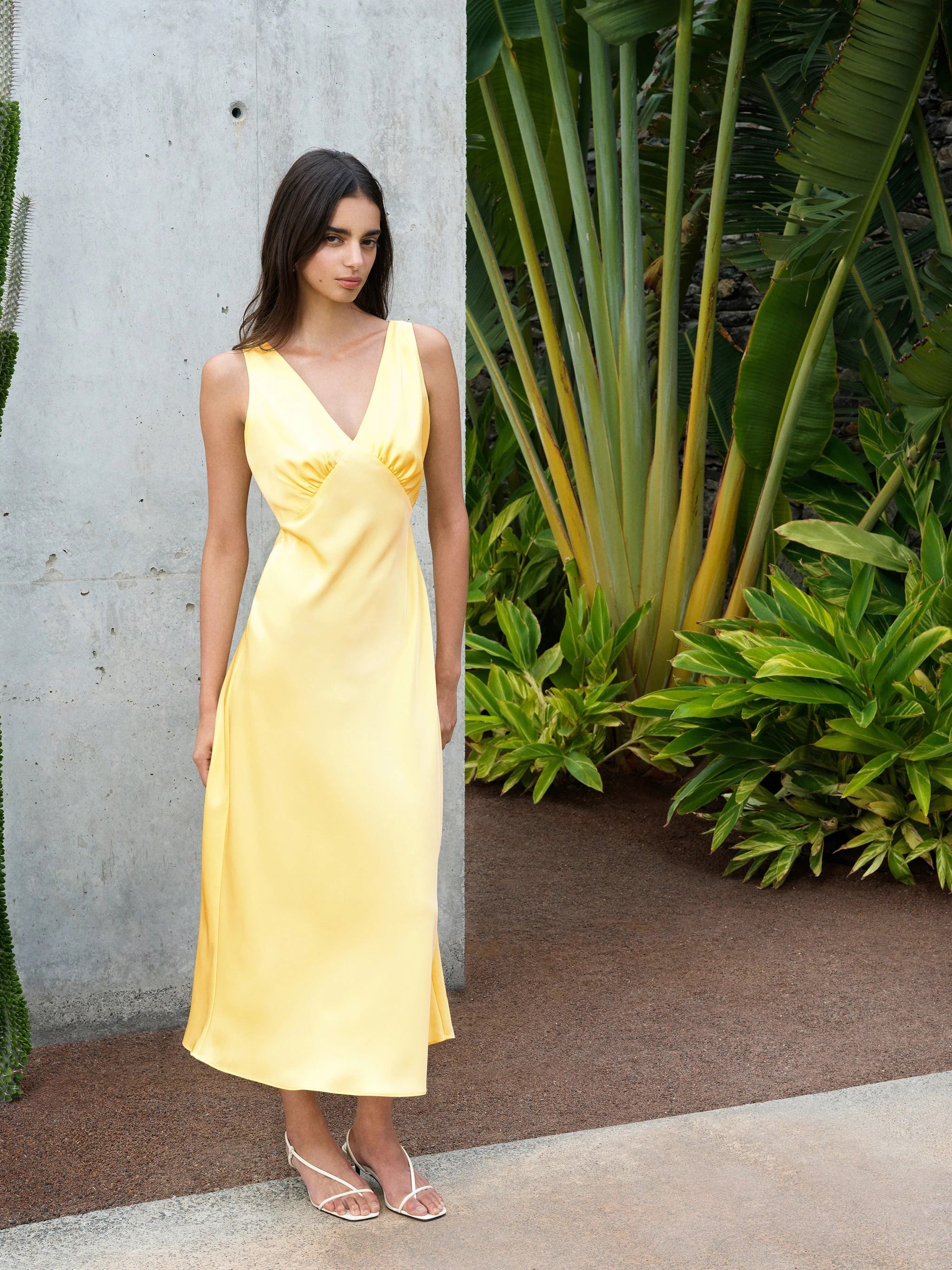 FRENCH CONNECTION  BERNICE SATIN MELLOW YELLOW