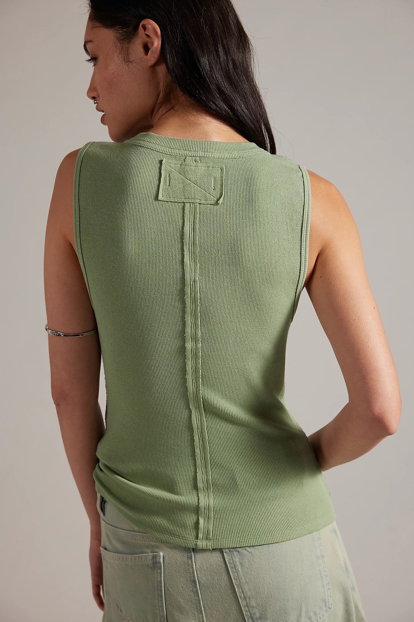 FREE PEOPLE  JAMIE HENLEY TANK LT GREEN