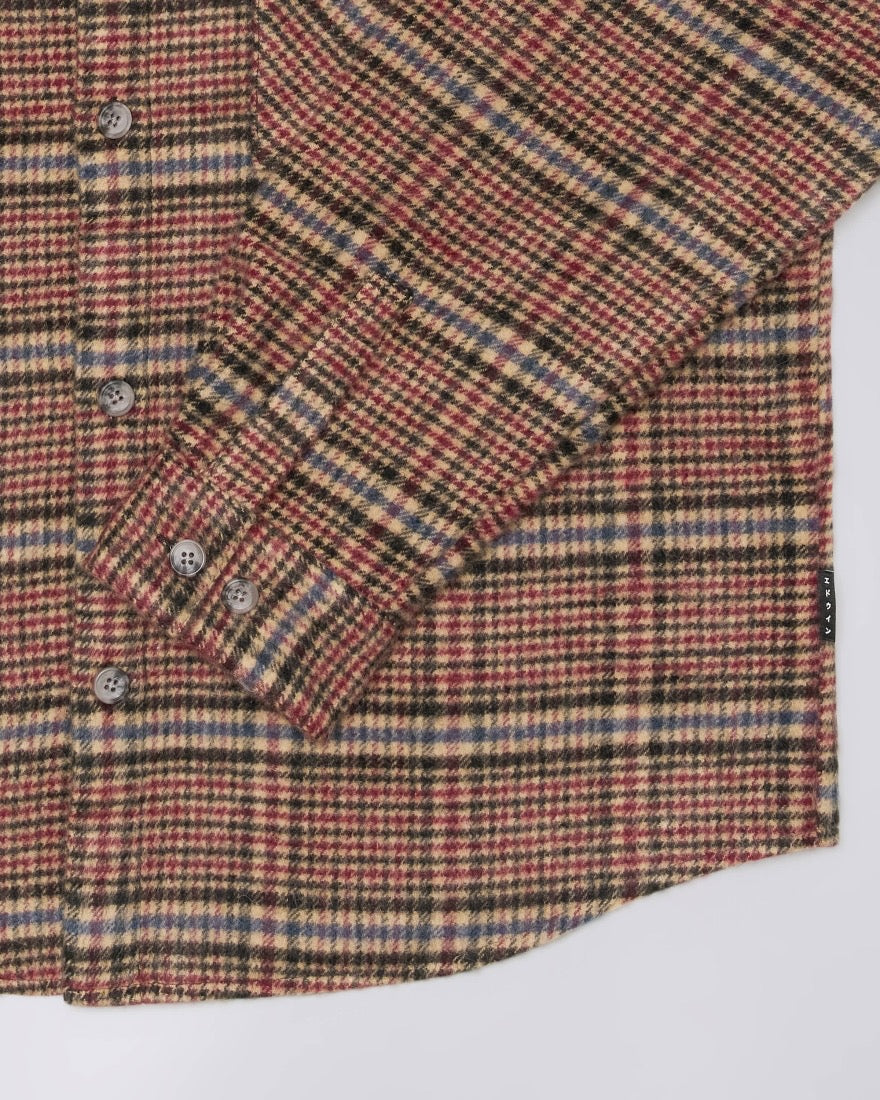 EDWIN JULIUS BURGUNDY CHECK OVERSHIRT