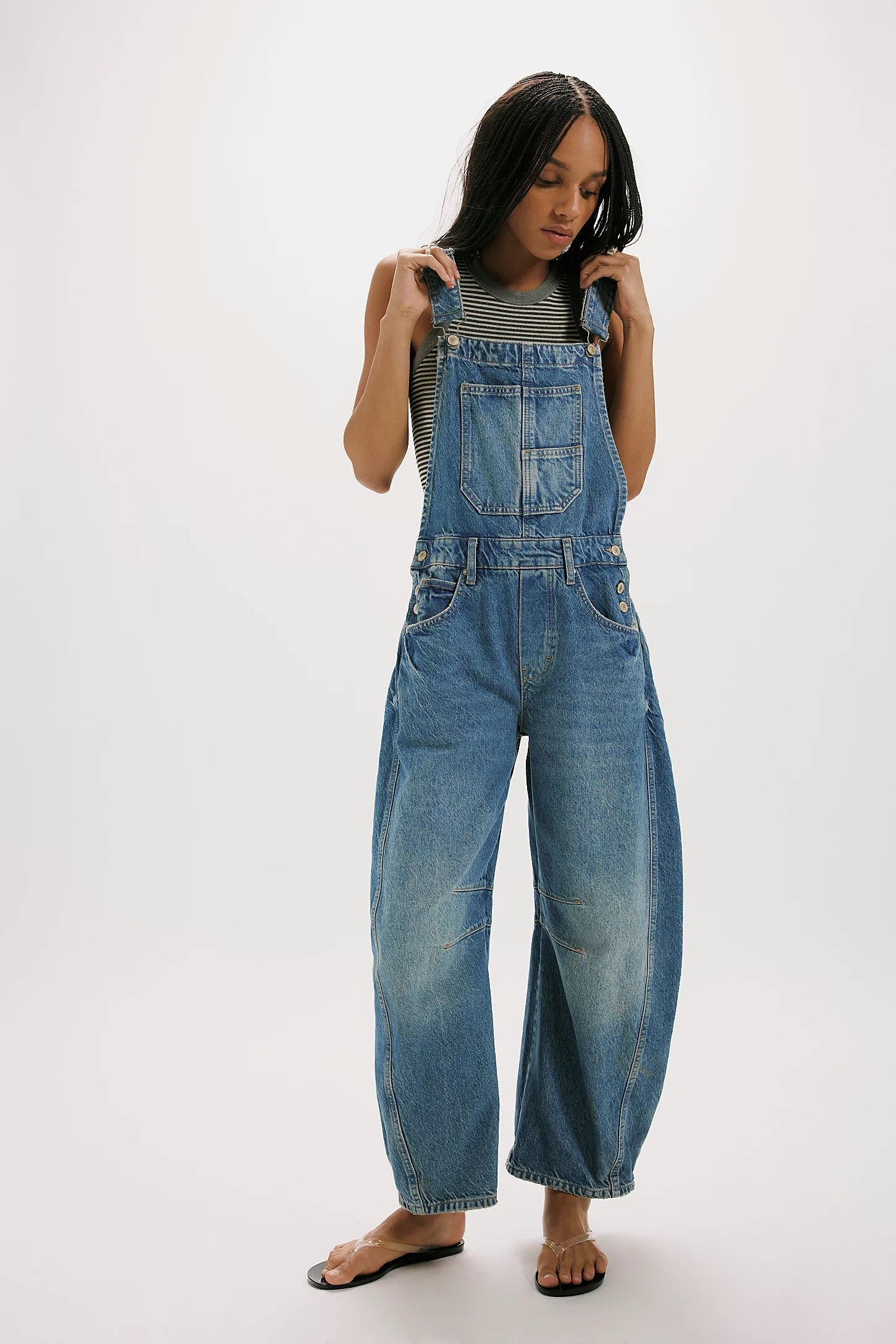 FREE PEOPLE OVERALLS GOOD LUCK Blue
