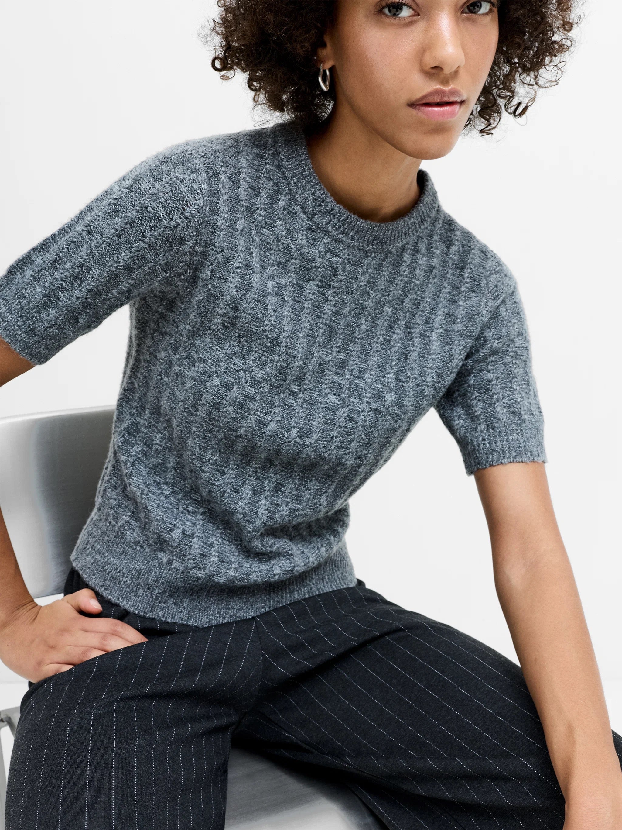 FRENCH CONNECTION  KEZIA TEXTURE MID GREY