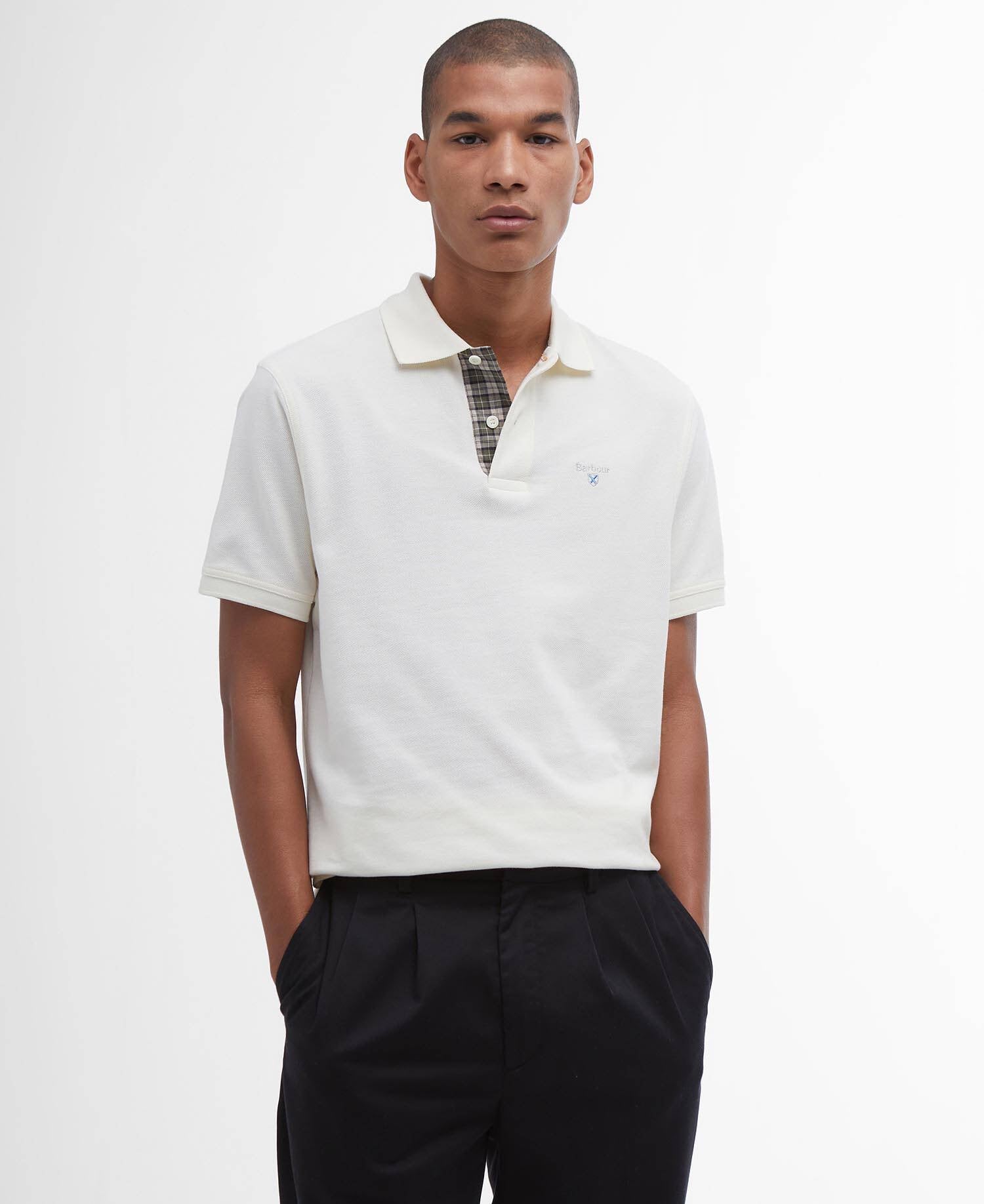 BARBOUR  TARTAN PIQUE POLO WHISPER WHITE