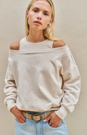 YAYA LAYERED SWEAT ECRU MELANGE