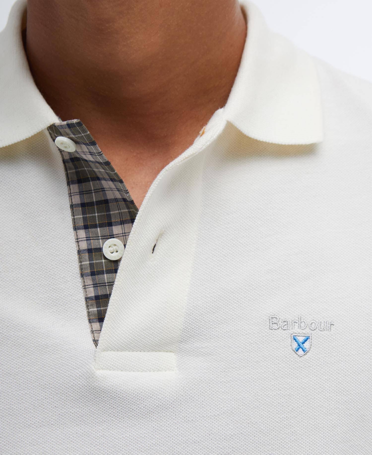 BARBOUR  TARTAN PIQUE POLO WHISPER WHITE