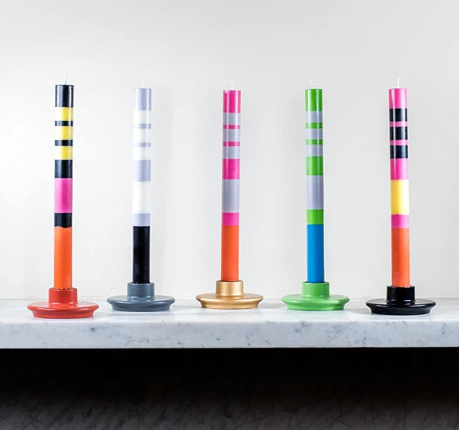 BRITISH COLOUR STANDARD STRIPED CANDLES NANKIN/GRASS/WILLOW