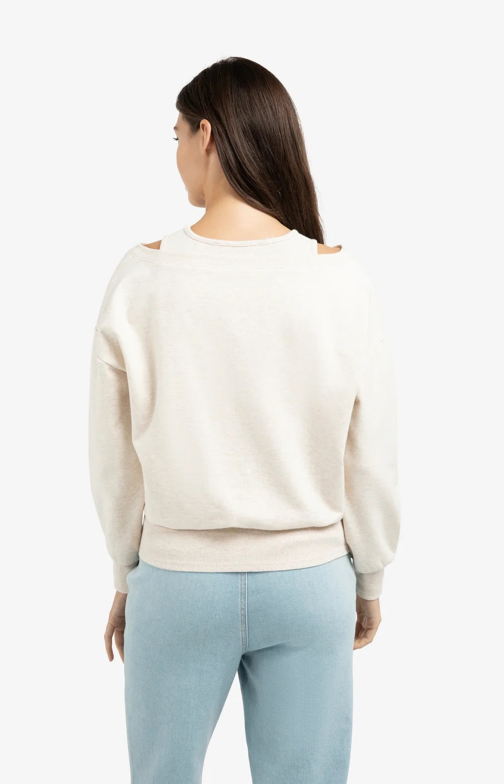 YAYA LAYERED SWEAT ECRU MELANGE
