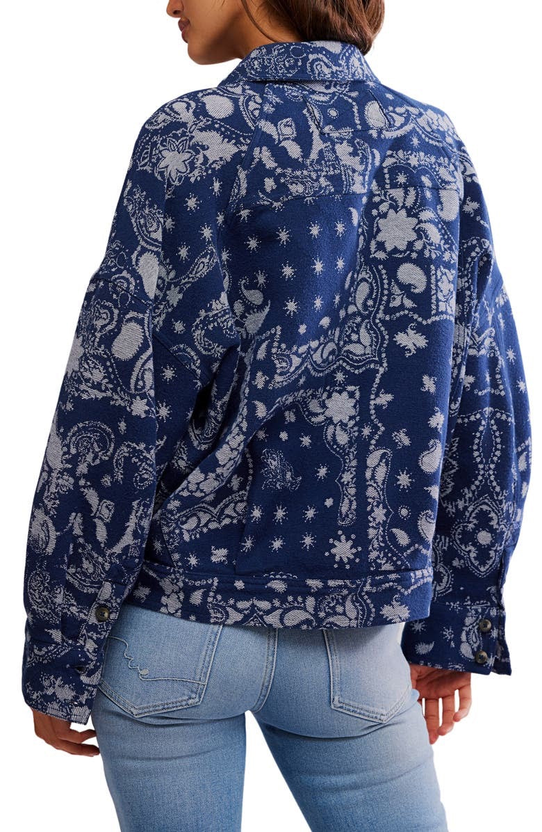 FREE PEOPLE BANDANA O SHIRT INDIGO COMBO