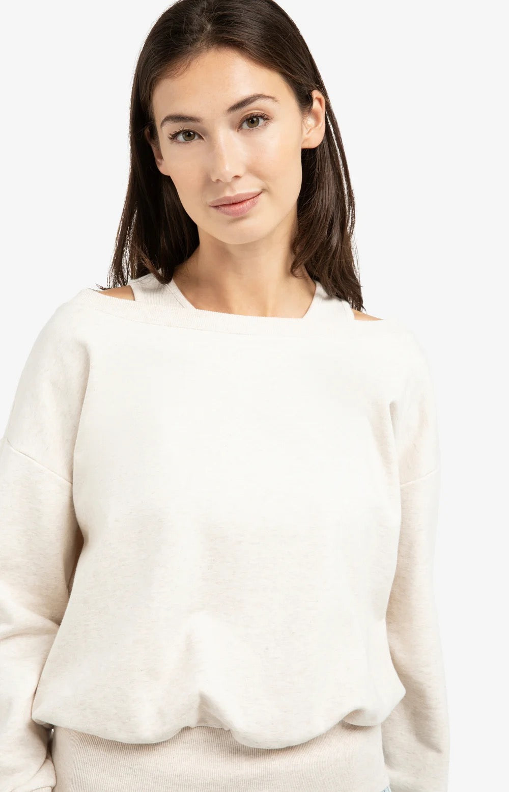 YAYA LAYERED SWEAT ECRU MELANGE