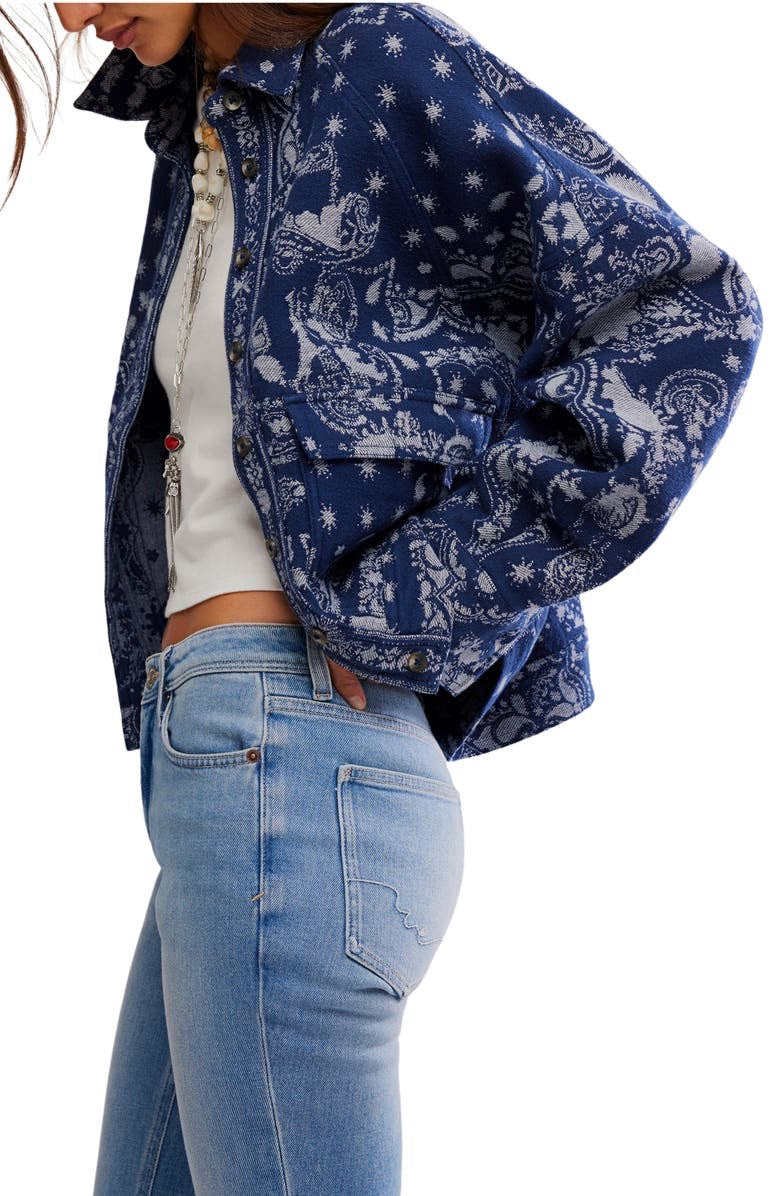 FREE PEOPLE BANDANA O SHIRT INDIGO COMBO