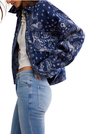 FREE PEOPLE BANDANA O SHIRT INDIGO COMBO