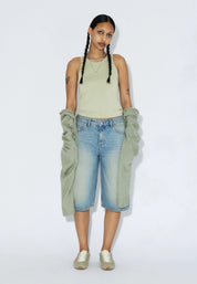 DR DENIM BREE SHORT STREAM SKY AGED