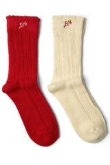 DAMSON MADDER  2 PACK SOCK RED AND CREAM