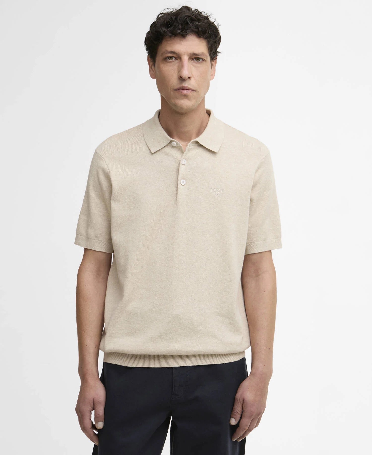 BARBOUR  KNITTED POLO WASHED STONE
