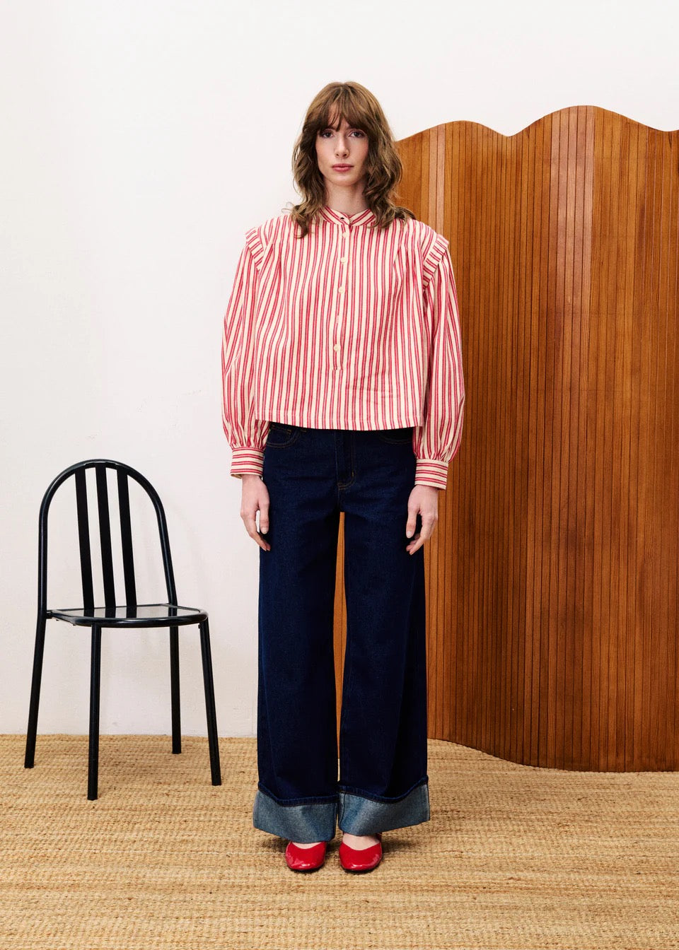 FRNCH  STRIPE TOP  ROUGE