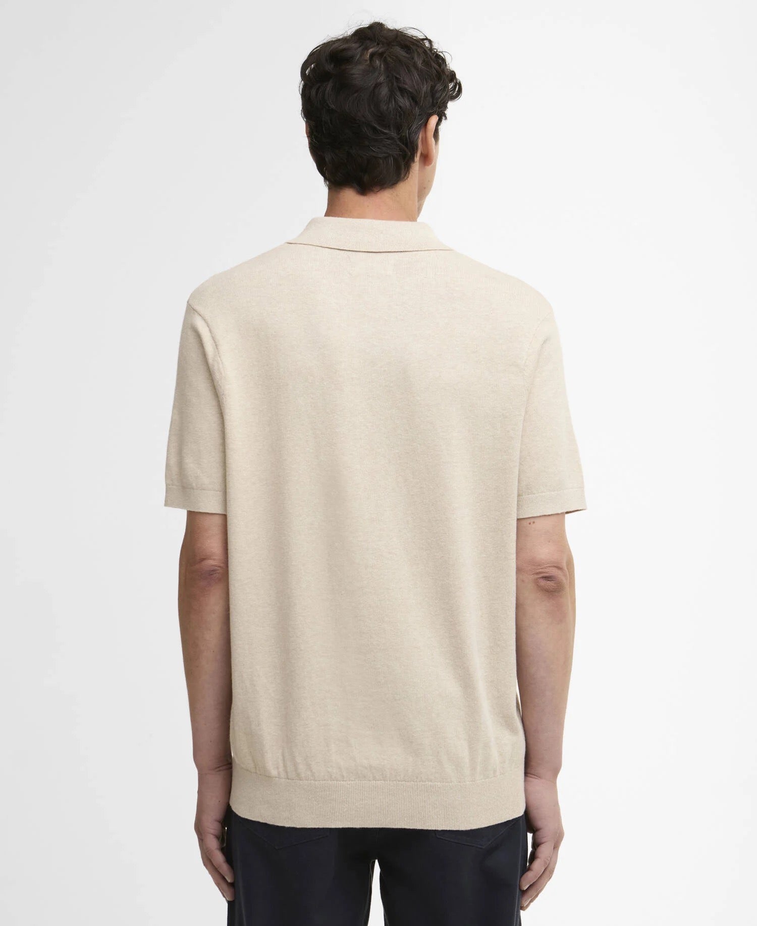 BARBOUR  KNITTED POLO WASHED STONE