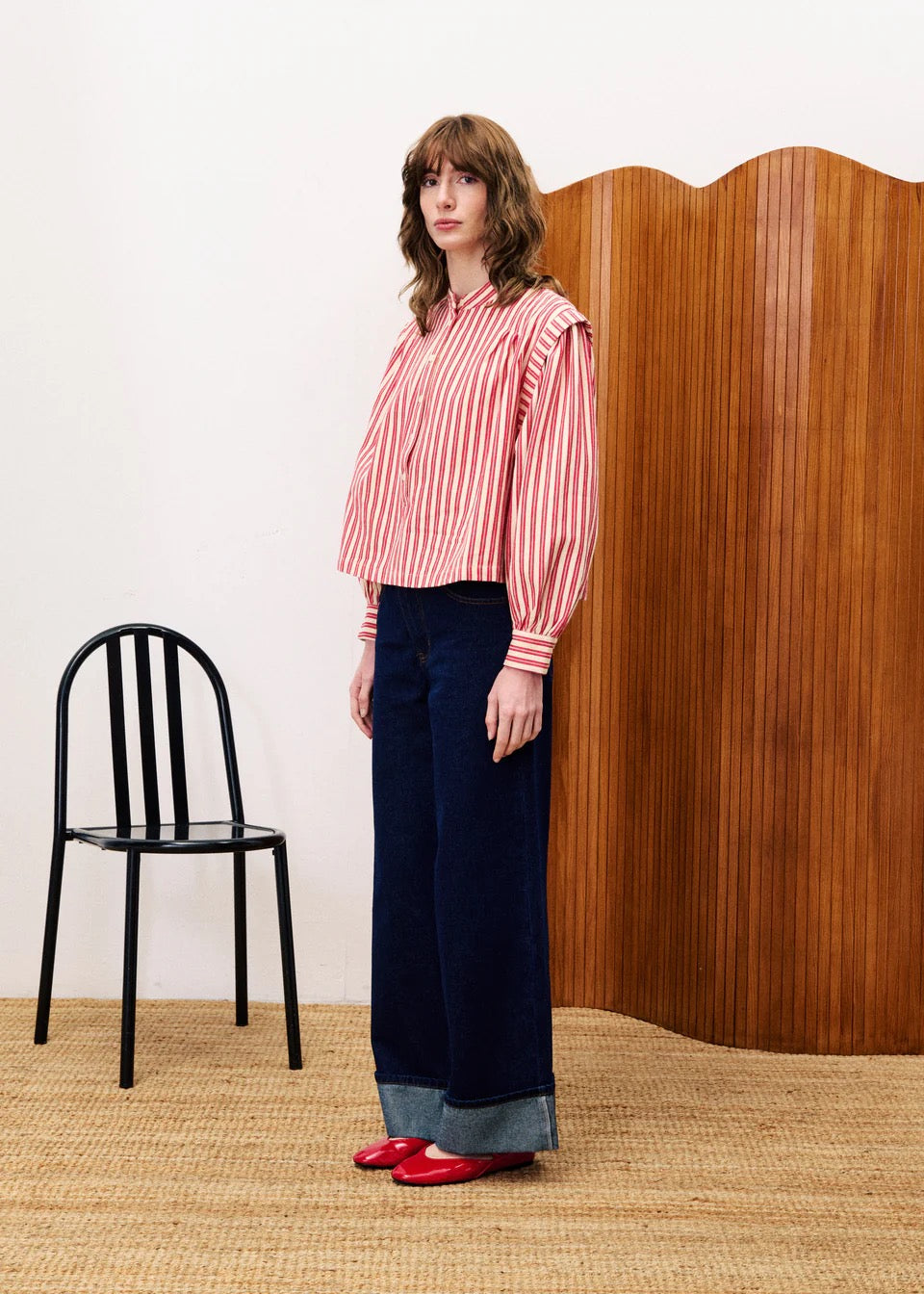 FRNCH  STRIPE TOP  ROUGE