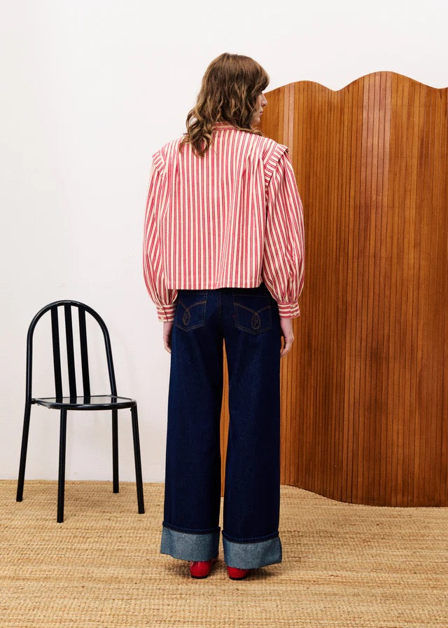 FRNCH  STRIPE TOP  ROUGE