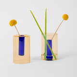 BLOCK DESIGN  REVERSIBLE VASE PEACH/COBALT