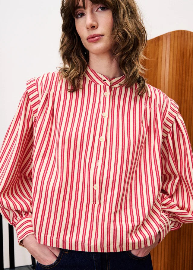 FRNCH  STRIPE TOP  ROUGE