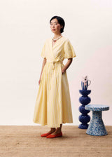 FRNCH ROBE QUEEN YELLOW STRIPE DRESS
