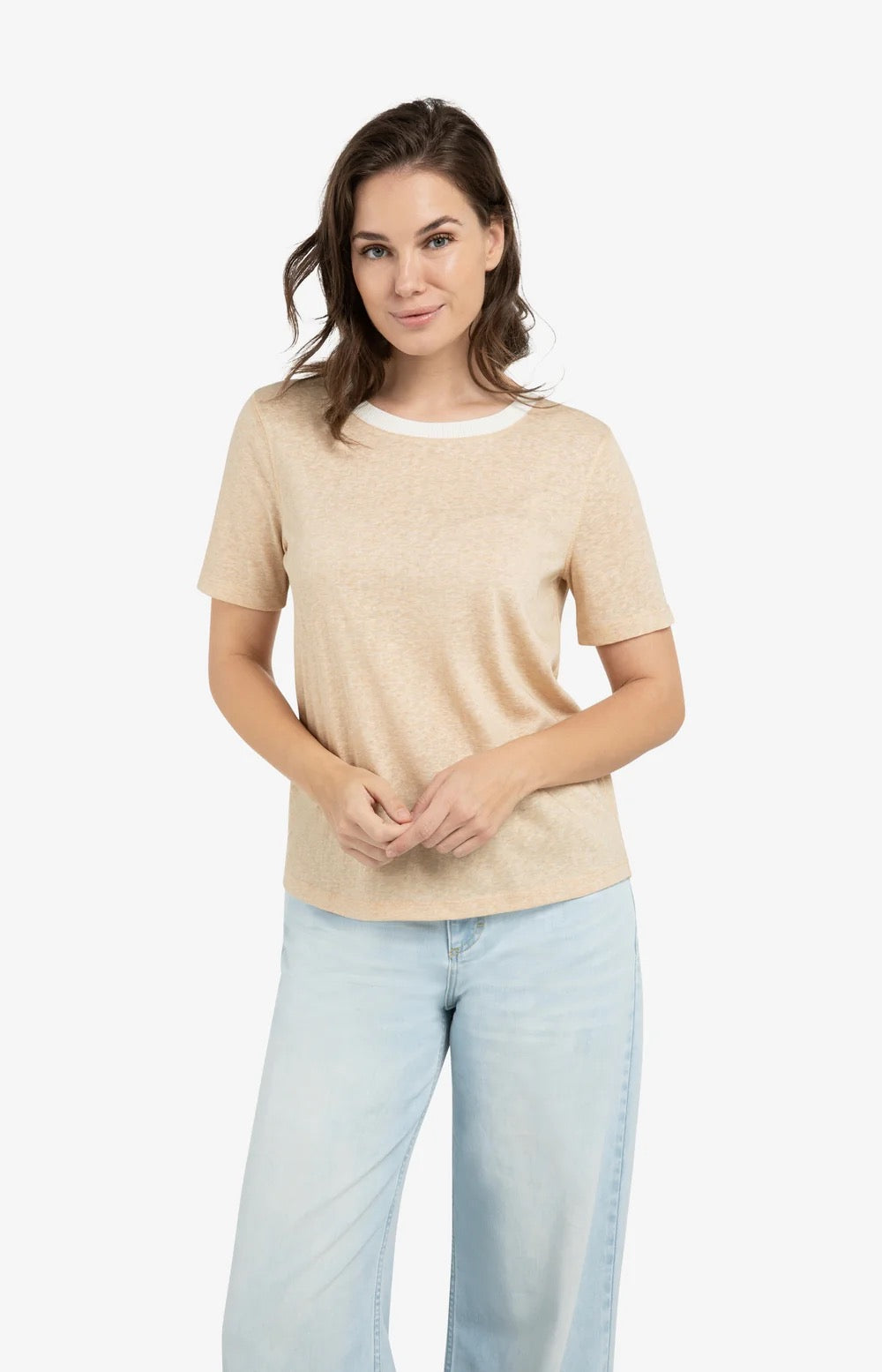 YAYA TEE TRIM DESERT BEIGE MELANGE