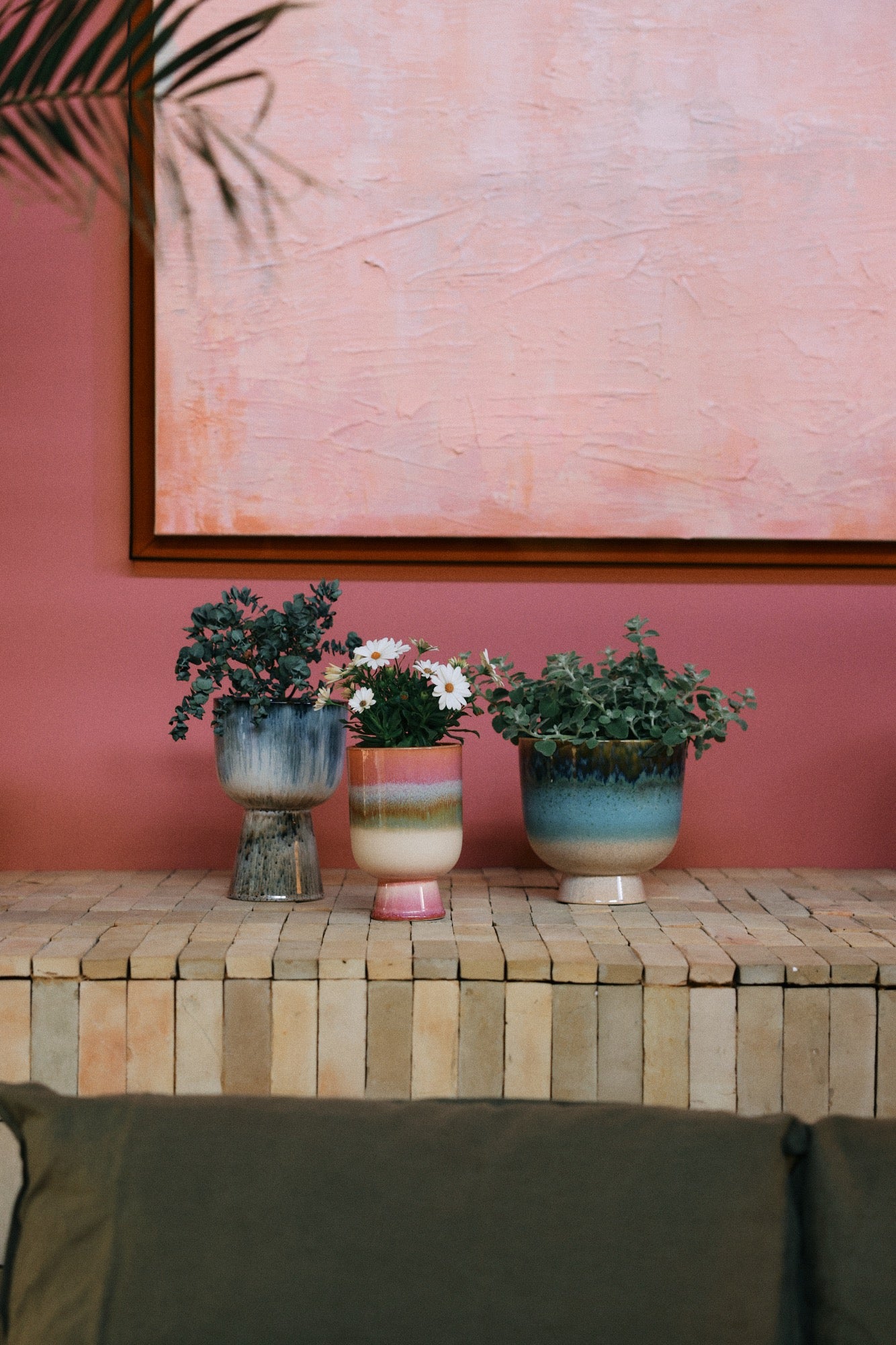 HKLIVING  RETRO FLOWER POT LAGOON