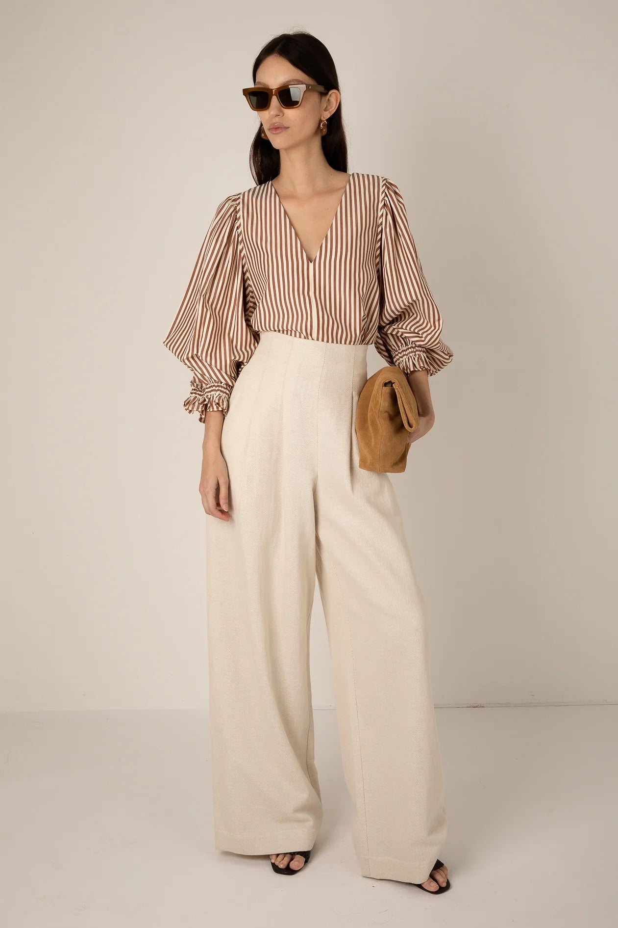 VIVERE REMI STRIPE BROWNCREAM