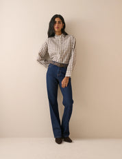 NOBODYS CHILD  FREYA FRILL NECK MULTI GREY CHECK