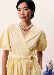 FRNCH ROBE QUEEN YELLOW STRIPE DRESS