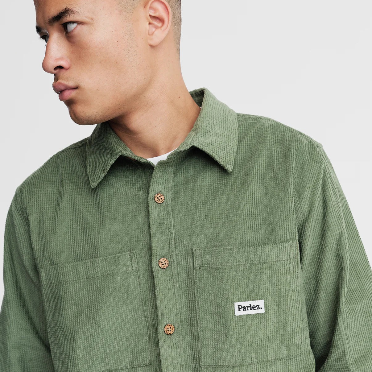 PARLEZ AYR CORD SHIRT OLIVE